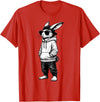 Rabbit Easter Bunny Face with Sunglasses Cap Easter Day T-Shirt in Red