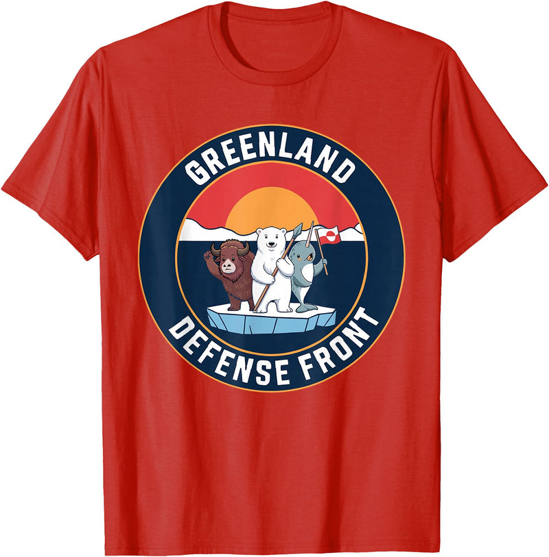 Greenland Defense Front Polar Bear tee Greenland Guard Polar Bear Spear Arctic Emblem T-Shirt - Red