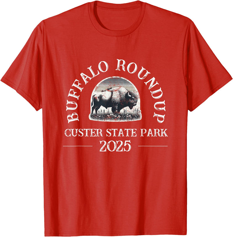 Southridge Design 2025 Custer State Park Buffalo Roundup - Distressed T-Shirt - Red