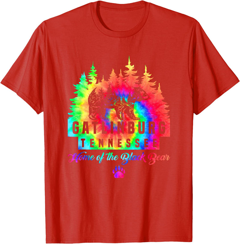 Gatlinburg Tennessee Bear Great Smoky Mountains Tie Dye T-Shirt - Red