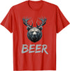 Bear With Antlers Drinker Party Deer Beer Beer Bear Deer Grizzly Bear With Antlers Beer T-Shirt - Red