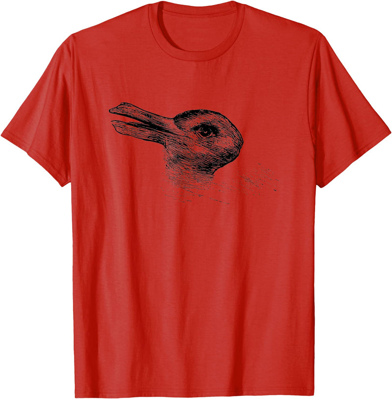 Vintage Duck Rabbit Illusion Psychology Classic T-Shirt in Red