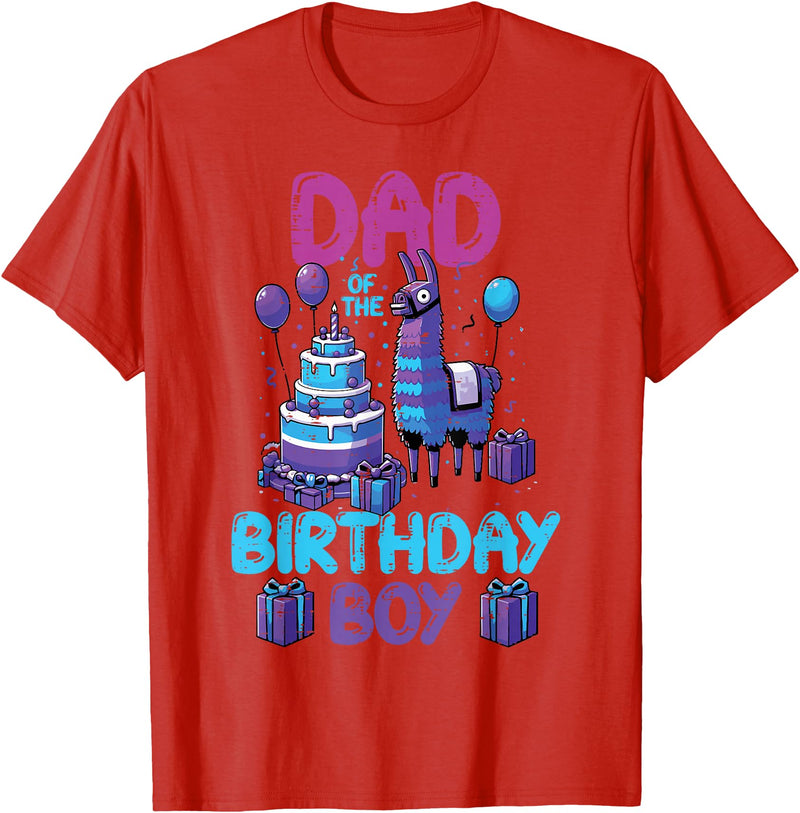 Birthday Party Shirts For Men Women Kids Dad of Birthday Boy Llama Pinata Party Family Matching Men T-Shirt - Red