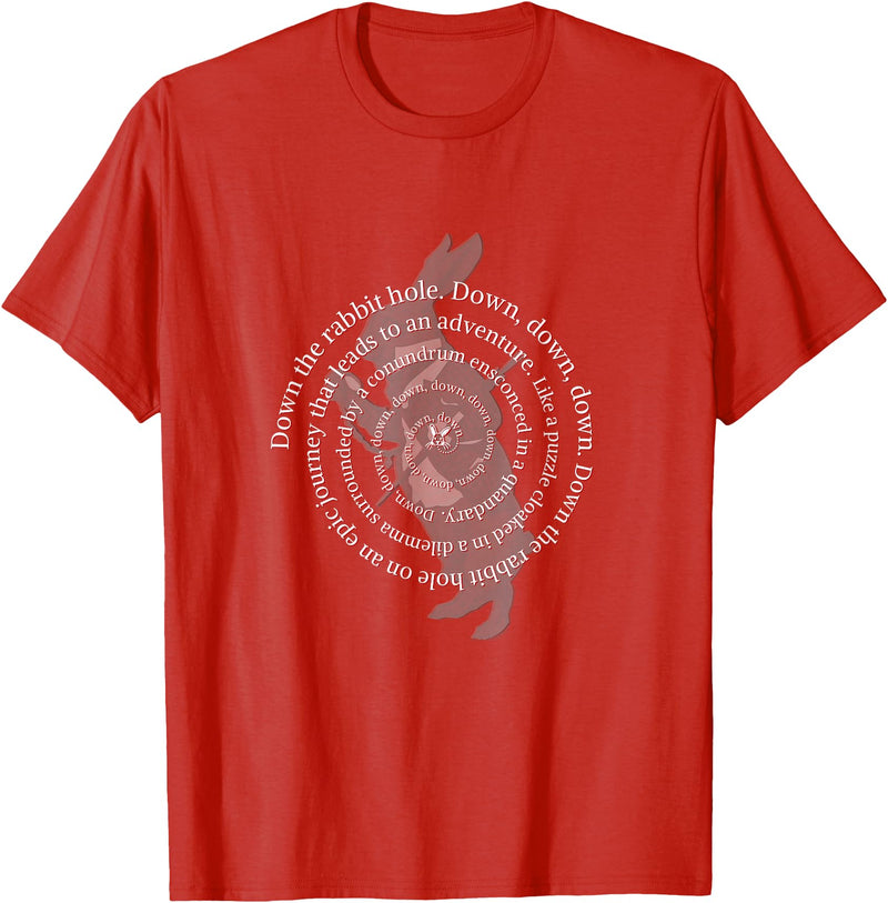 Down the Rabbit Hole. Alice in Wonderland T-Shirt in Red