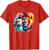 Christian Clothing Lion And Lamb Christian Art Lion And Lamb Geometric Christian Clothing T-Shirt - Red