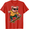 Pig Skateboarding Skater Men Boys Kids Skateboard Pig Riding Skateboard Skater Pig Graphic T-Shirt - Red