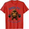 Funny Sarcastic Novelty Tee for Men Women Kinda Fit But Diet Needs Some Work Bear Weightlifting Gym T-Shirt - Red