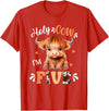 Highland Cow Print 5 Year Old Birthday Gift Holy Cow Im Five Scottish Highland Cow Print 5th Birthday T-Shirt - Red