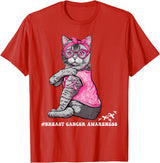 Nad-In October We Wear Pink Funny Cat Pink Ribbon In October We Wear Pink Breast Cancer T-Shirt