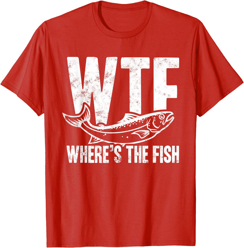 Fishing Lover Apparels Co. Where's the Fish Funny Fishing T-Shirt - Red