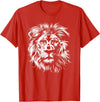 Älion. lion. Kids Unisex Black Lion Graphic Modern V-Neck T-Shirt - Red