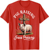 Faith Christian Religious Pig Farming Hog Farmer Pig Raising Jesus Praising T-Shirt - Red