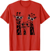Cool Giraffe Summer Vacation Giraffe Family Matching Summer Sunglasses Vacation Safari T-Shirt - Red