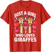 Giraffe Gift For Giraffe Lover Accessories & Stuff Cute Giraffe Art for Women Girls Giraffe Print Giraffe Lover T-Shirt - Red