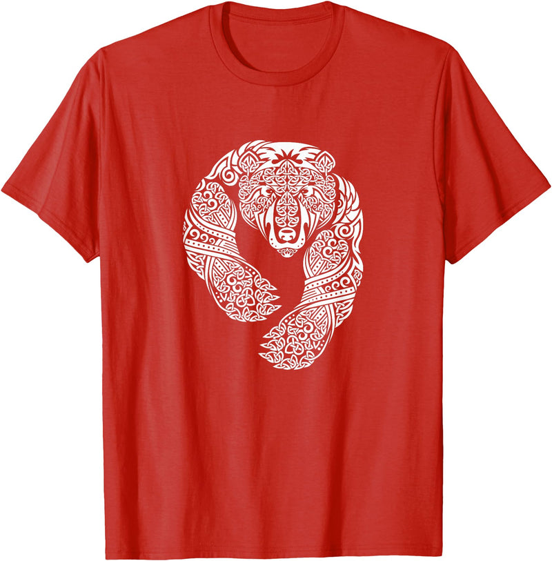 CELTIC KNOTWORK TRIBAL TATTOO BEAR TEES CELTIC KNOTWORK TRIBAL TATTOO BEAR T-SHIRT T-Shirt - Red