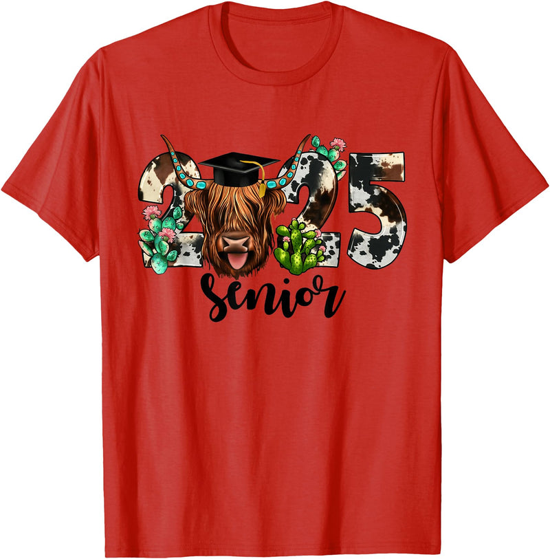 Cow 2025 Senior Class Of 2025 Graduation 2025 T-Shirt - Red