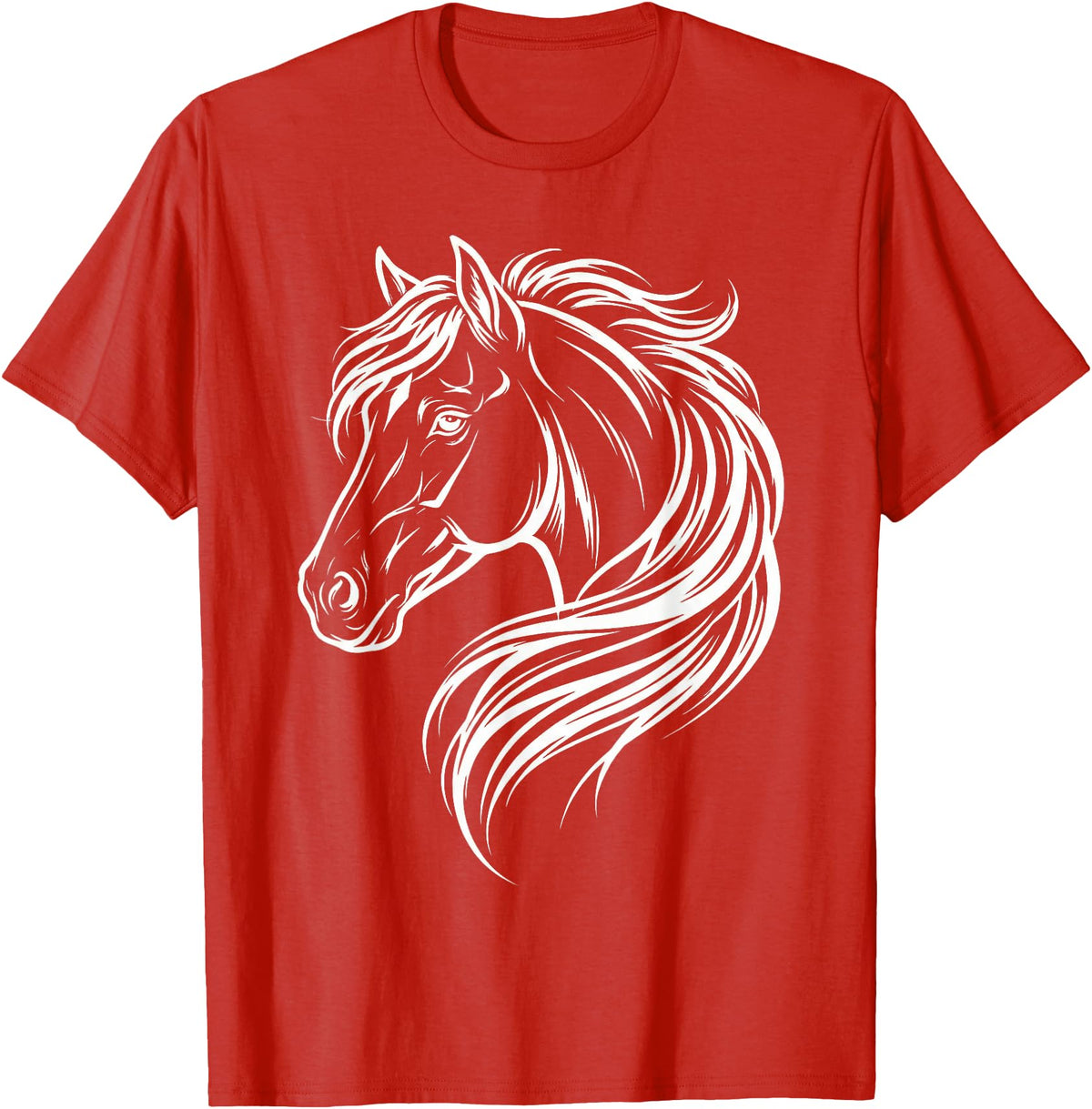 Horse Silhouette Farm Animal Graphic Horses Cute Horse Silhouette Art Equestrian Farm Animal Horse Lover T-Shirt - Red