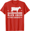 Black Angus Farmer Apparel Black Angus Cow Cattle Rancher Farmer T-Shirt - Red