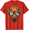 generic Buffalo with Sunglasses Wildlife Graphic for Men Women Kids T-Shirt - Red