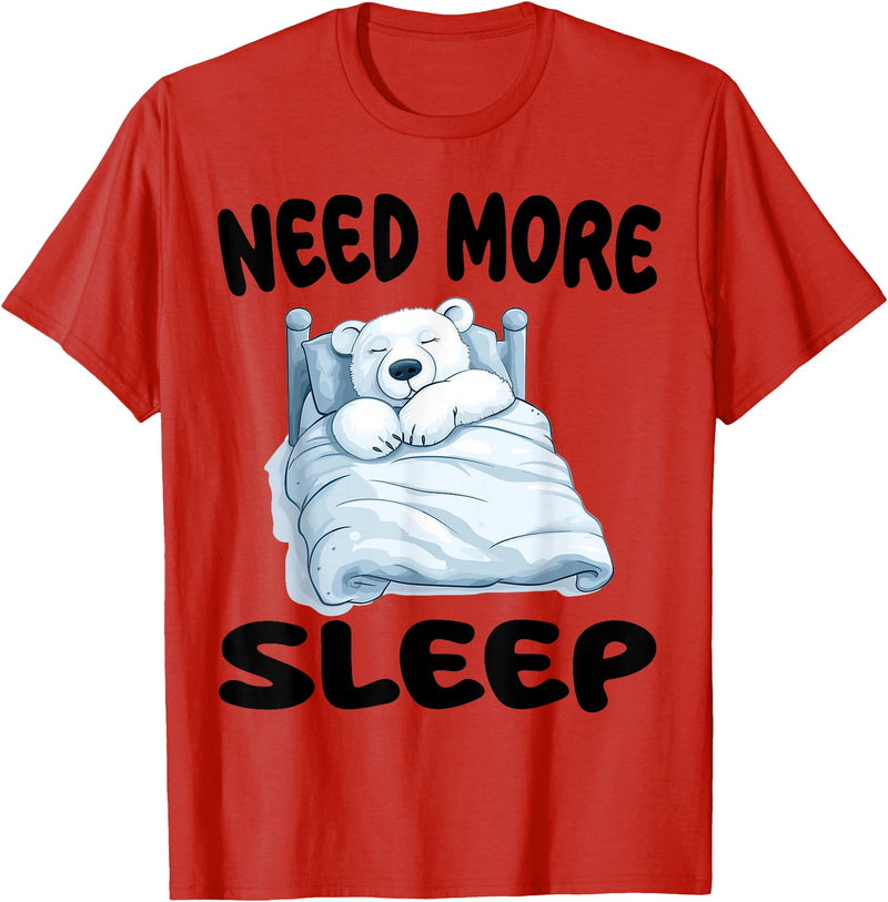 Polar Bear Pajamas & Nightgown .Co Cute Polar Bear Need More Sleep Pajamas Nightgown T-Shirt - Red