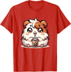 Cute Kawaii Animals Drinking Boba Tea Co. Cute Kawaii Chibi Guinea Pig Drinking Boba Tea T-Shirt - Red