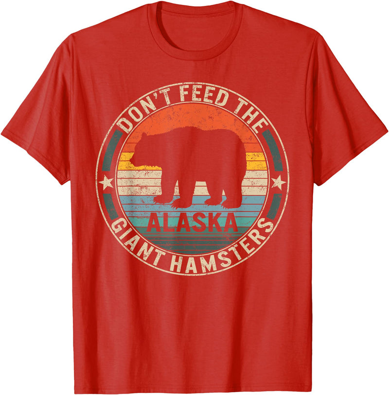 Travel Tees by GratfullToMe Co. Alaska Grizzly Bear Do not Feed The Giant Hamsters Kodiak T-Shirt - Red
