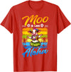 Aloha Animal Hawaii Flower Chain Hula Dance Art Hawaii Animal Haku Lei Grass Skirt Hula Dance Aloha Cow T-Shirt - Red