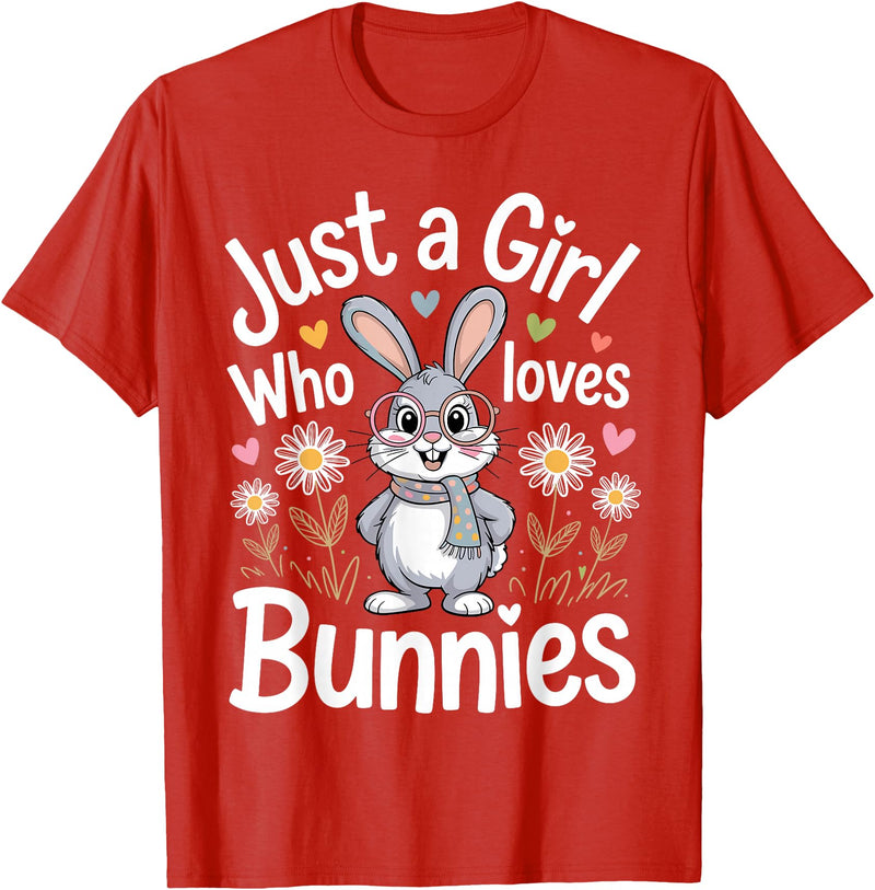 Bunny Art for Women Girls Mom Rabbit Hare Easter Bunny T-Shirt in Red