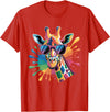Safari Animal Art Giraffe Sunglasses Funny Giraffe Lover Safari Animal Animal T-Shirt - Red