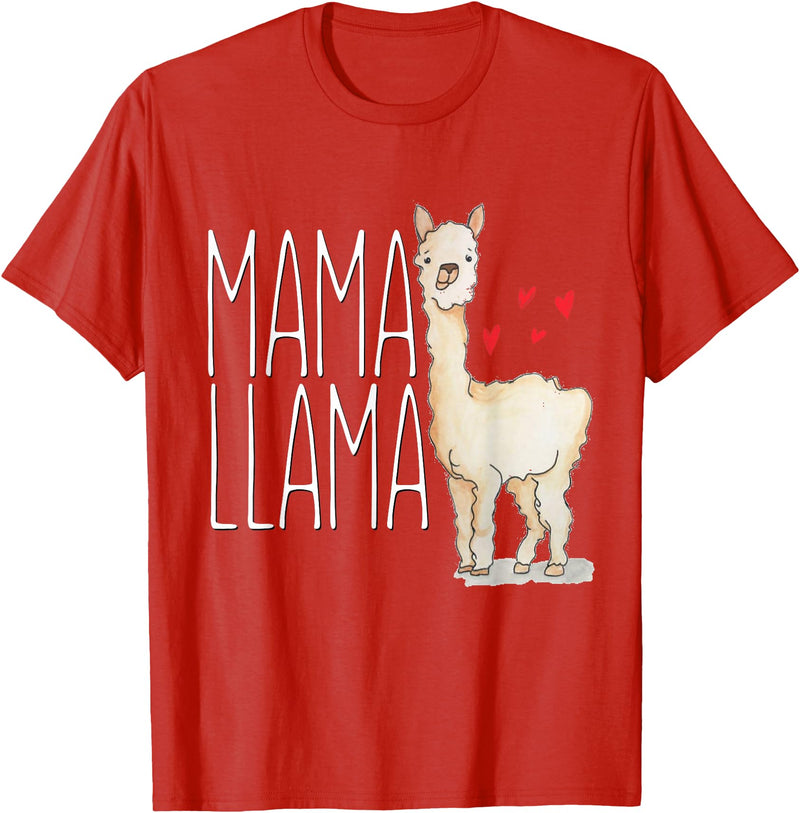 Llama Family Tees NYC Mama Llama Gift Funny Matching Family Tribe Mom Mommy Mum T-Shirt - Red