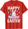 Cute Happy Easter Bunny Rabbit Egg Women Girls Kids T-Shirt in Red