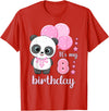 Birthday Gifts for Girls by Content Design Studio Birthday Girl 8 Panda Pink Balloons T-Shirt - Red