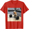 Hamster Deadlift Training Funny Cute Rat Weightlifting Meme T-Shirt - Red