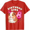 Birthday Girl by Content Design Studio 8th Birthday Girl 8 Years, Guinea Pig T-Shirt - Red