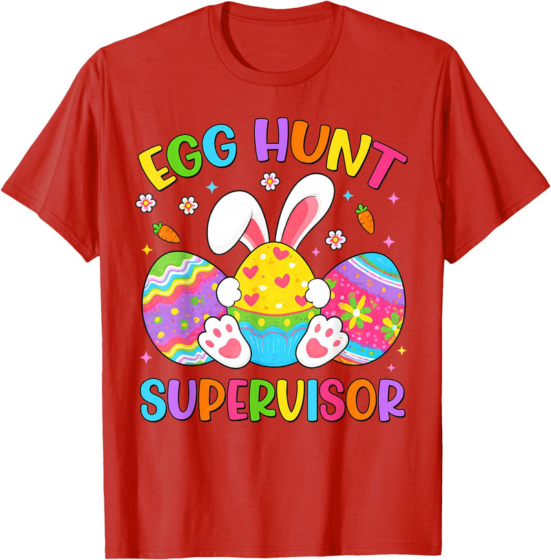 Easter Egg Hunt Supervisor Hunting Rabbit Easter Day Kids T-Shirt in Red