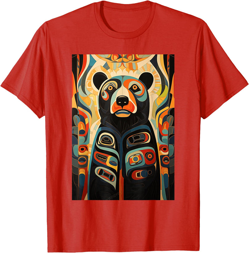 Spirit Bear Native American Art Design Ideas Indian Art Design Spirit Bear T-Shirt - Red
