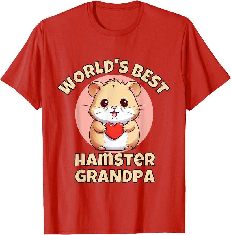 Cute World's Best Hamster Grandpa Grandfather T-Shirt - Red