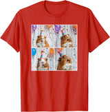 Animal Photobooth Love Guinea Pigs Men Women Kids Funny Guinea Pig Face Pet Cavy Mom Guinea Pig Birthday T-Shirt - Red