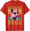 6 7 Pig Funny Animal Apparel Funny Pig 67 6 7 six Seven Meme Animal Retro Design T-Shirt - Red
