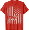 American Bull Riding Cowboy 4th of July USA Flag Proud Patriotic Cattle Bull Cow Farmer Lover American Flag T-Shirt - Red