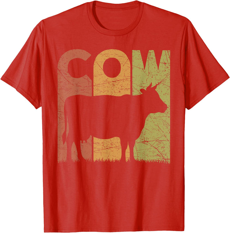 Cow Farming Vintage Cow Lover Retro Designs. Cow Vintage Cow Farmer Retro Dairy Farmer T-Shirt - Red