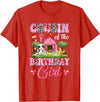 Cow First Birthday Girl Family Cousin Of The Birthday Girl 1St Birthday Cow Farm Family T-Shirt - Red