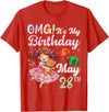 H1Shop Happy Birthday Born On May 28 OMG It's My Birthday Born On May 28th Girl with Present Bear T-Shirt - Red