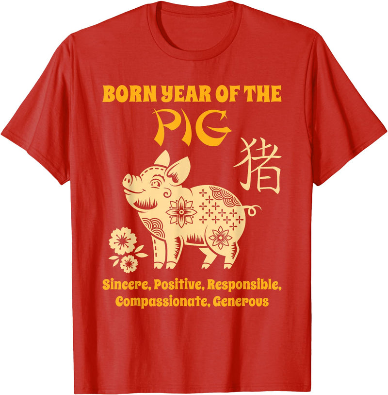 Chinese Zodiac Pig Birthday Year of the Pig T-Shirt - Red