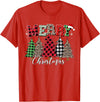 Merry Christmas Leopard Buffalo Red Plaid for Men Women T-Shirt - Red