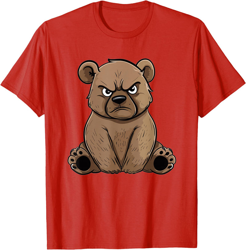 Colorful Grizzly Bear Art I Kids Grizzly Bear Grumpy Grizzly Bear T-Shirt - Red