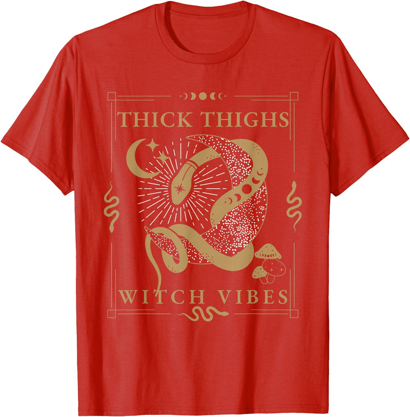 Snakes & Tarot Aesthetic Thick Thighs Witch Vibes Snakes & Tarot Tattoo Aesthetic Thick Thighs Witch Vibes T-Shirt - Red