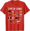 COW Designs By ShirtZilla Types of Cows Shirt Farmer Tee Shirt Costume Cow T-Shirt - Red