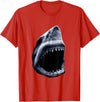 Shark Vibes Great Shark Face Graphic Ocean Bite Lovers Giant T-Shirt - Red
