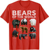 Bears of the World Creationz Eight Bears of the World Panda Polar Grizzly Black Cute T-Shirt - Red